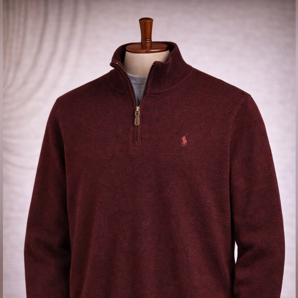 Ralph Lauren Wool Quarter-Zip Sweater – Aged Wine - 2XL | Pacific44 - Curated RL